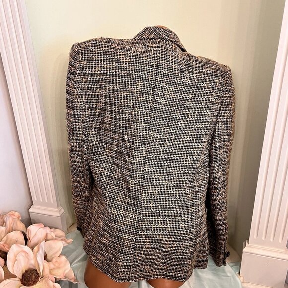 Carlisle. Sz 10. Black Tan Tweed Lined Cotton Blend Jacket. Nubby Fabric. AL-S - Picture 3 of 7